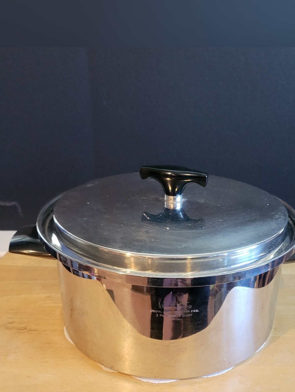 Vtg Kitchen Craft Special Alloy 3 Ply Stainless Steel 6QT Stock Pot W/ Lid